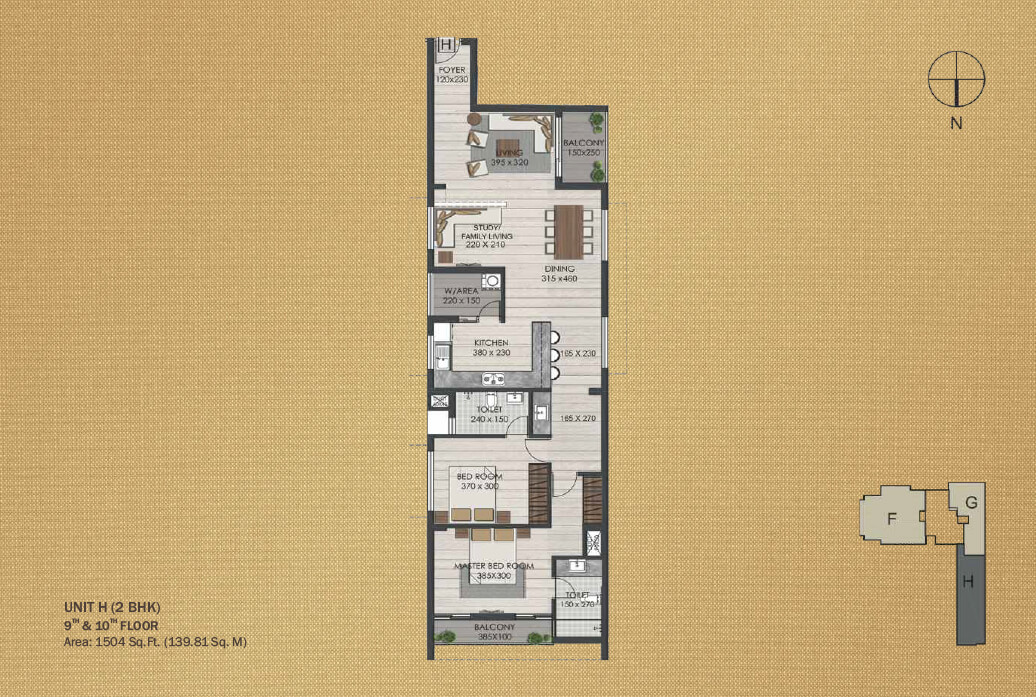 Unit H 2BHK (9th and 10th)